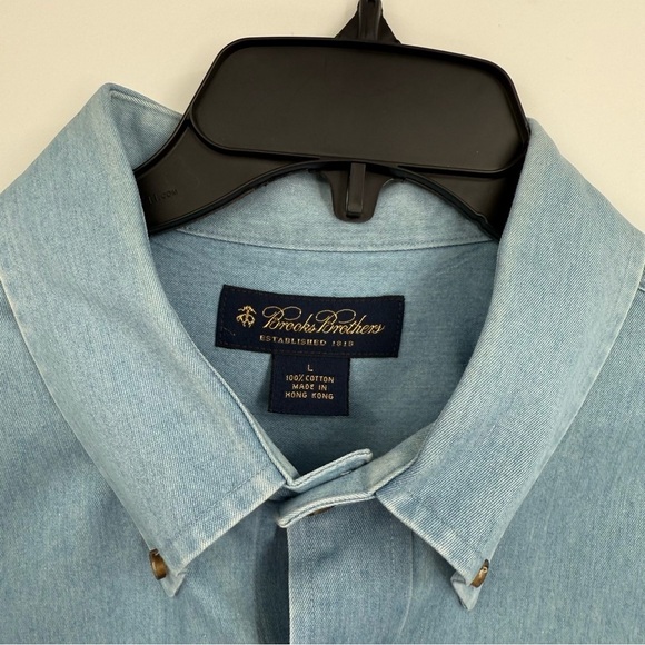 Brooks Brothers Button Down Long Sleeve Denim Shirt Mens Size Large Cotton - Picture 5 of 9